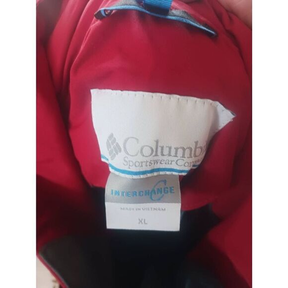 Columbia interchange rain coat extra large packable hooded gray/ red Vintage 90s - Picture 4 of 5